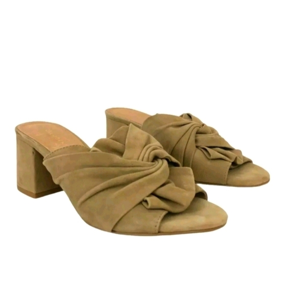 Halogen Shoes - Halogen Taupe Suede Farah Twist Slide Block Heel S 7